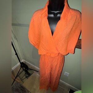 Fashion Nova Vibrant Orange two piece set size medium BNWT